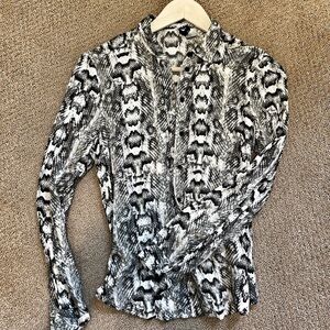Divided Monochrome Patterned Button Down Shirt